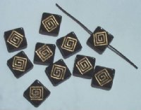 10 15mm Flat Square Black with Gold